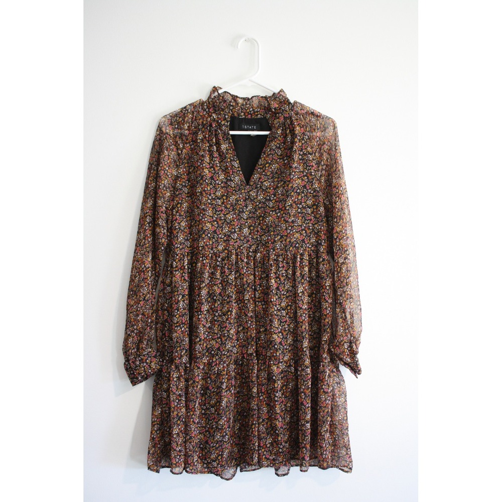 1.STATE Ditsy Floral Tiered Babydoll Dress‎ Womens S Cottagecore Spring Flowy